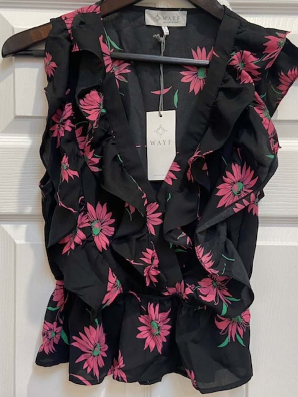 WAYF V-Neck Ruffle Top